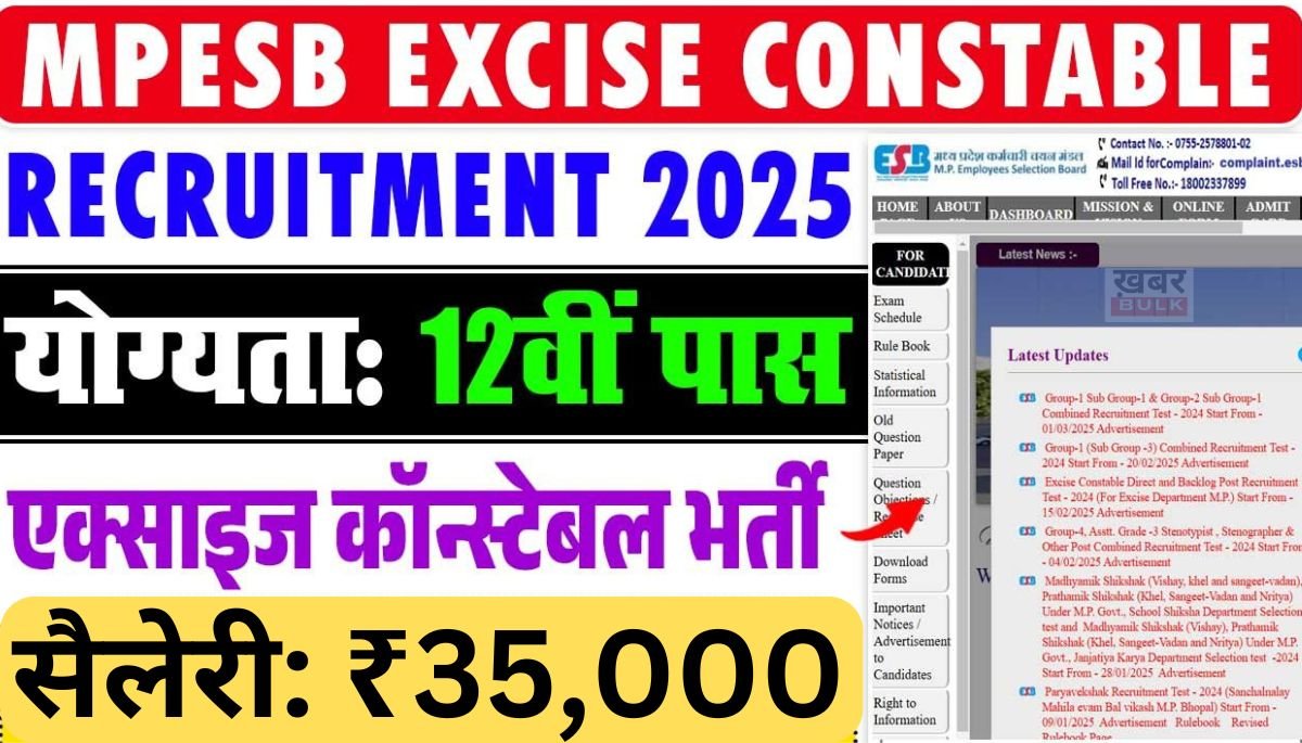 MP ESB Excise Constable Vacancy 2025