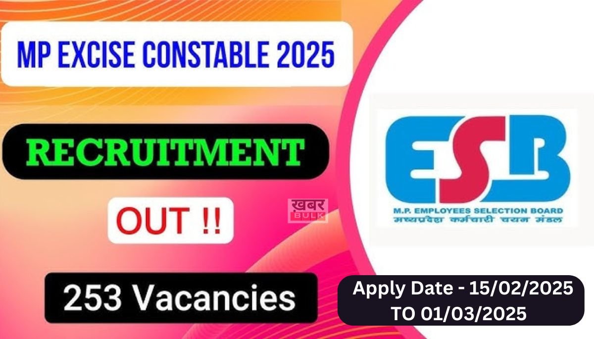 MP ESB Excise Constable Vacancy 2025 एमपी आबकारी कांस्टेबल भर्ती,12 वीं पास के लिए शानदार मौका मिलेंगे ₹35,000 सैलेरी 2 MP ESB Excise Constable Vacancy 2025